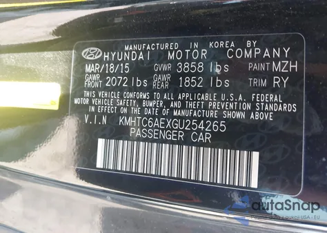 2016 Hyundai Veloster Turbo z USA, uszkodzony, nr VIN KMHTC6AEXGU254265